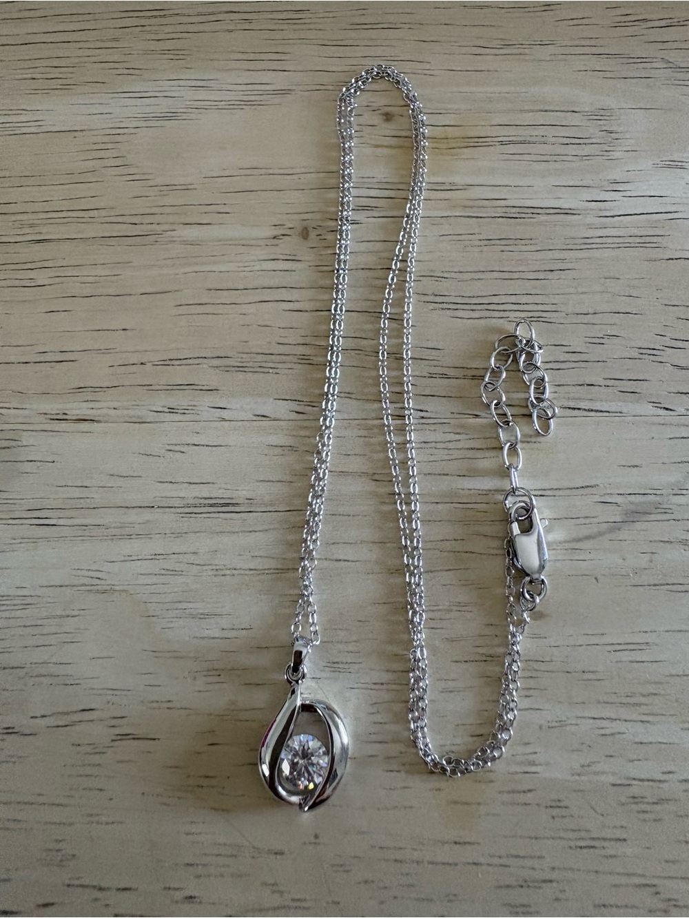 JTV Silver-Tone Necklace with Moissanite Center Stone